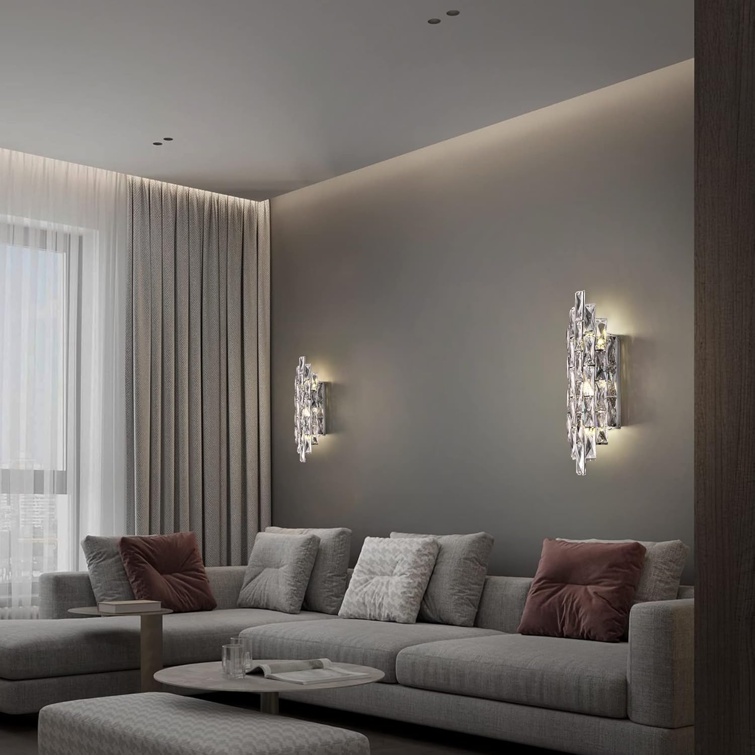 Modern Crystal Chrome Wall Sconce Light