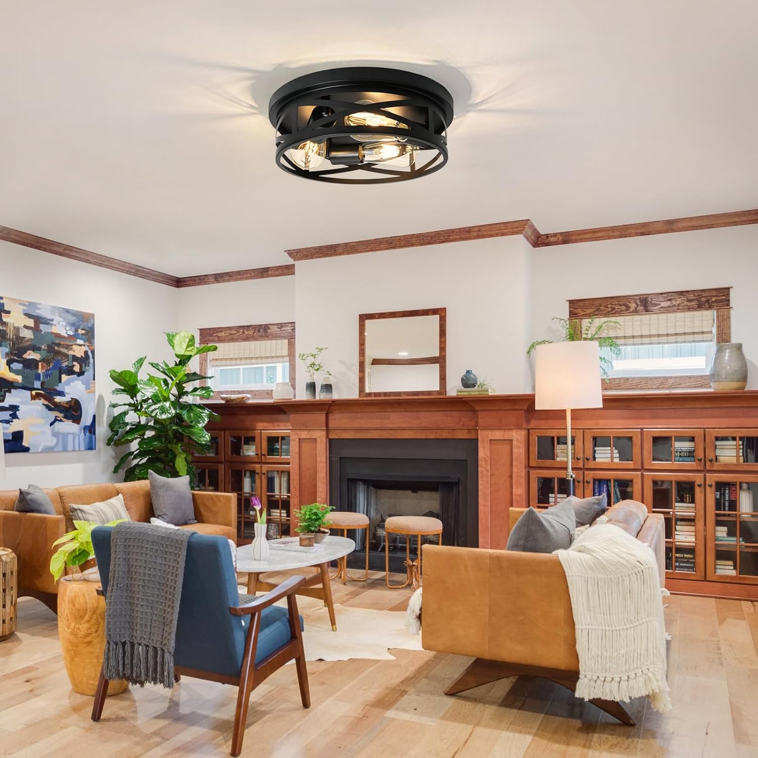 3-Light Farmhouse Ceiling Lights – 2-Pack, E26