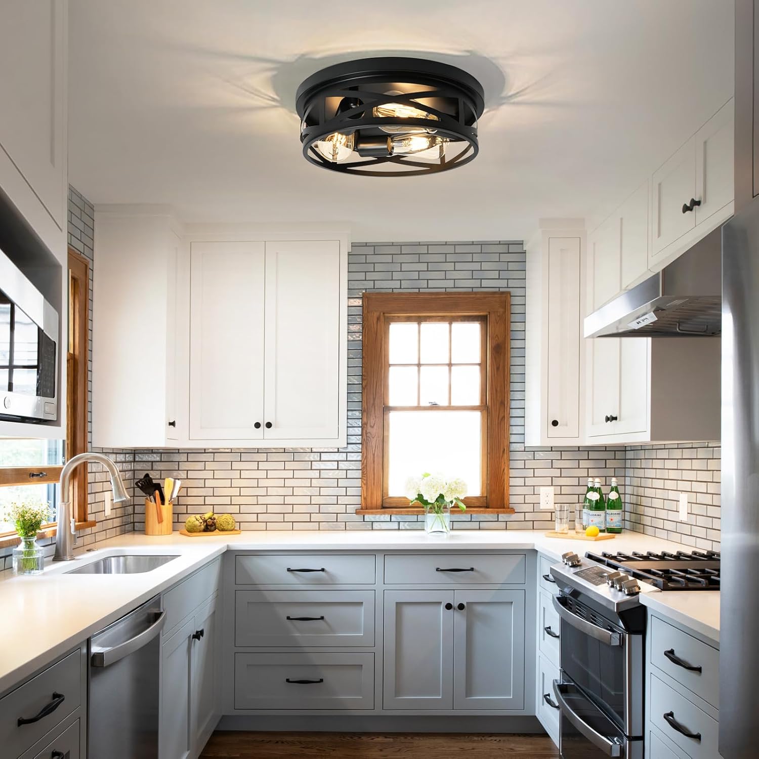 3-Light Farmhouse Ceiling Lights – 2-Pack, E26