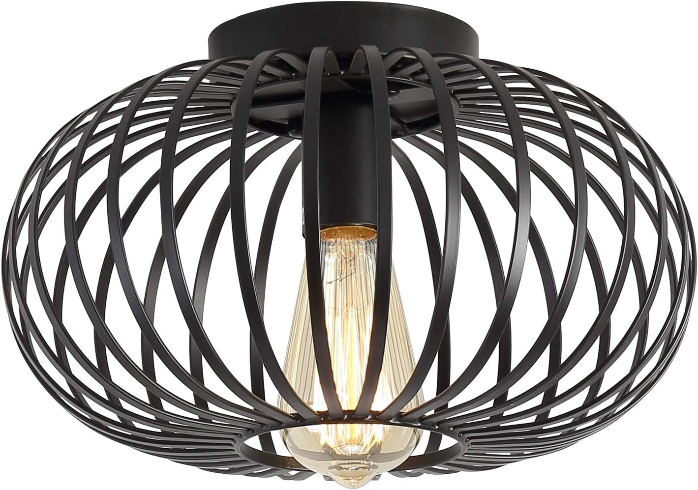 Modern Gold Cage Flush Mount Light