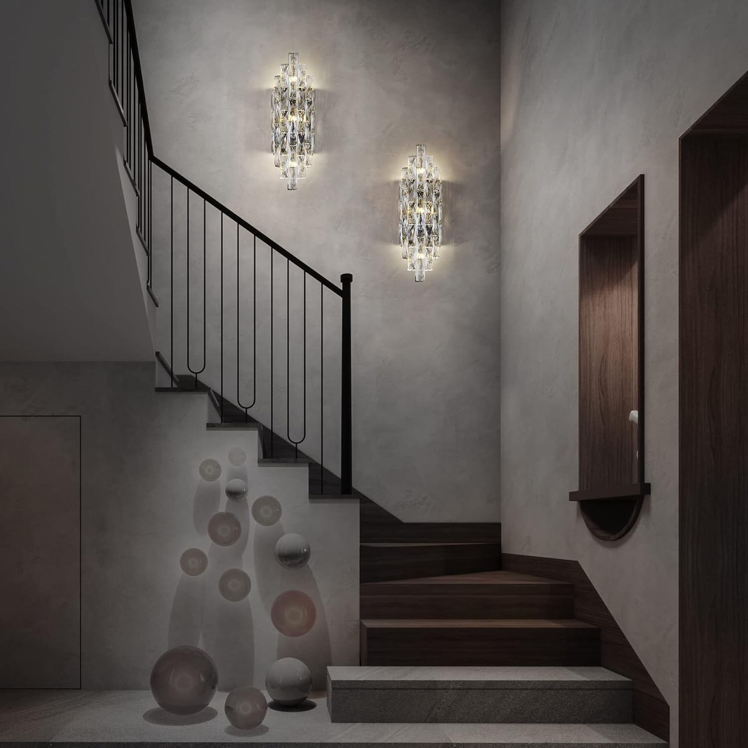 Modern Crystal Chrome Wall Sconce Light