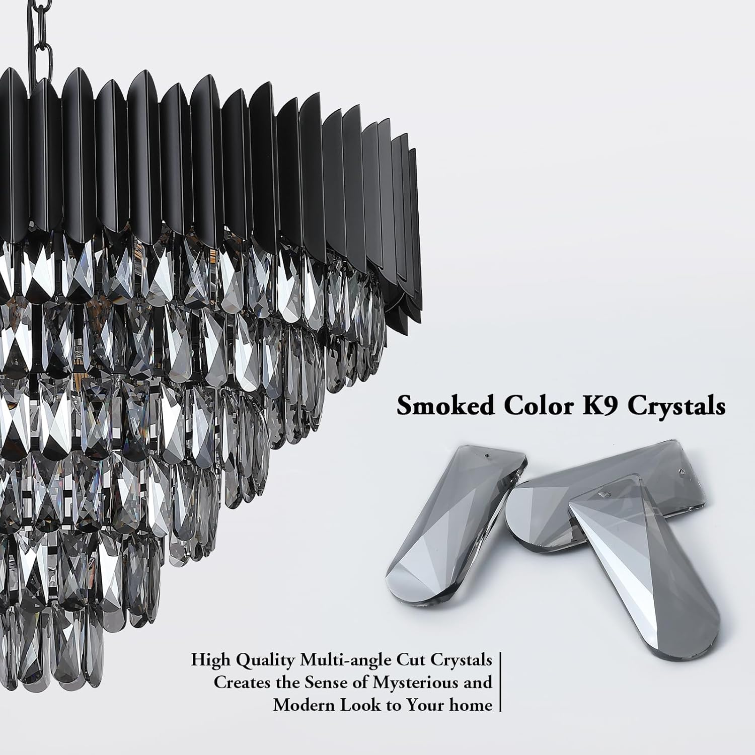 30" Large Black 6-Tier Crystal Chandelier – 16-Light Pendant