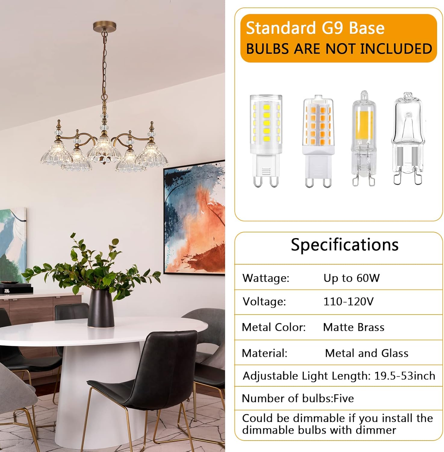 5-Light Modern Chandelier – Elegant Pendant Lamp