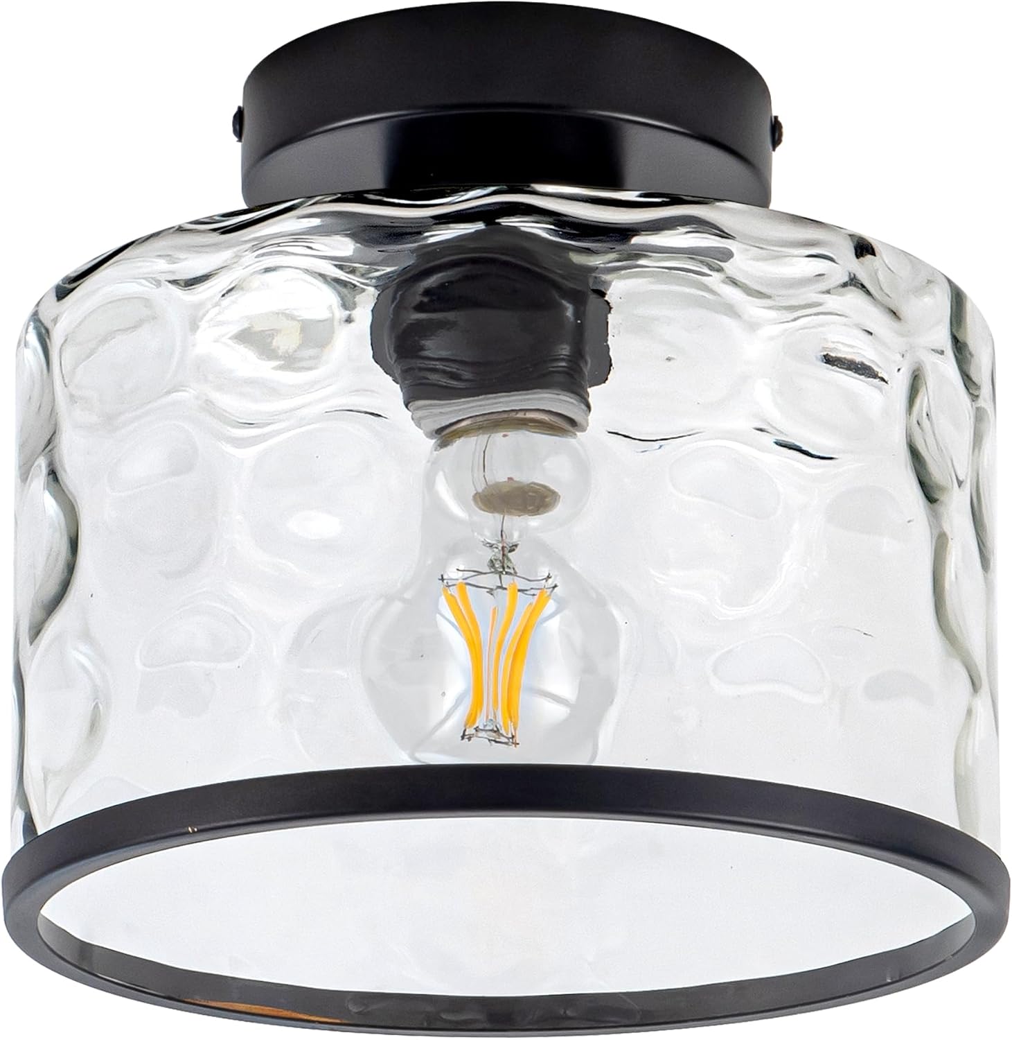 Industrial Clear Hammered Glass Ceiling Light