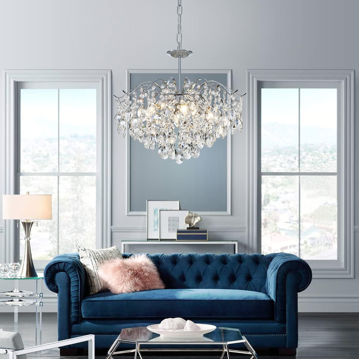20" Saint Mossi Mid-Century Modern Crystal Chandelier