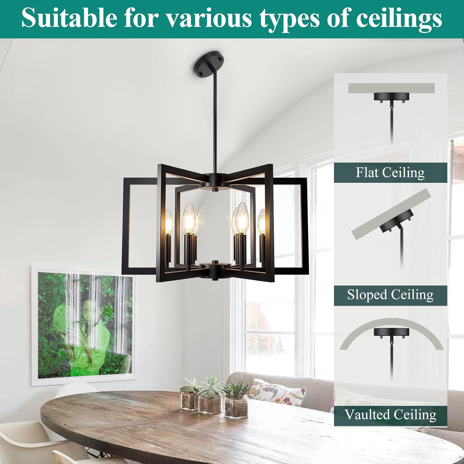 6-Light Black Farmhouse Chandelier – Industrial