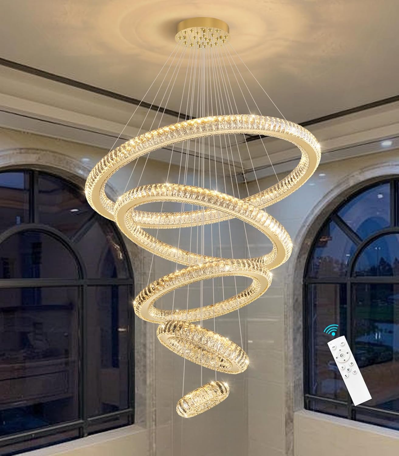 Modern 3-Ring Crystal LED Chandelier