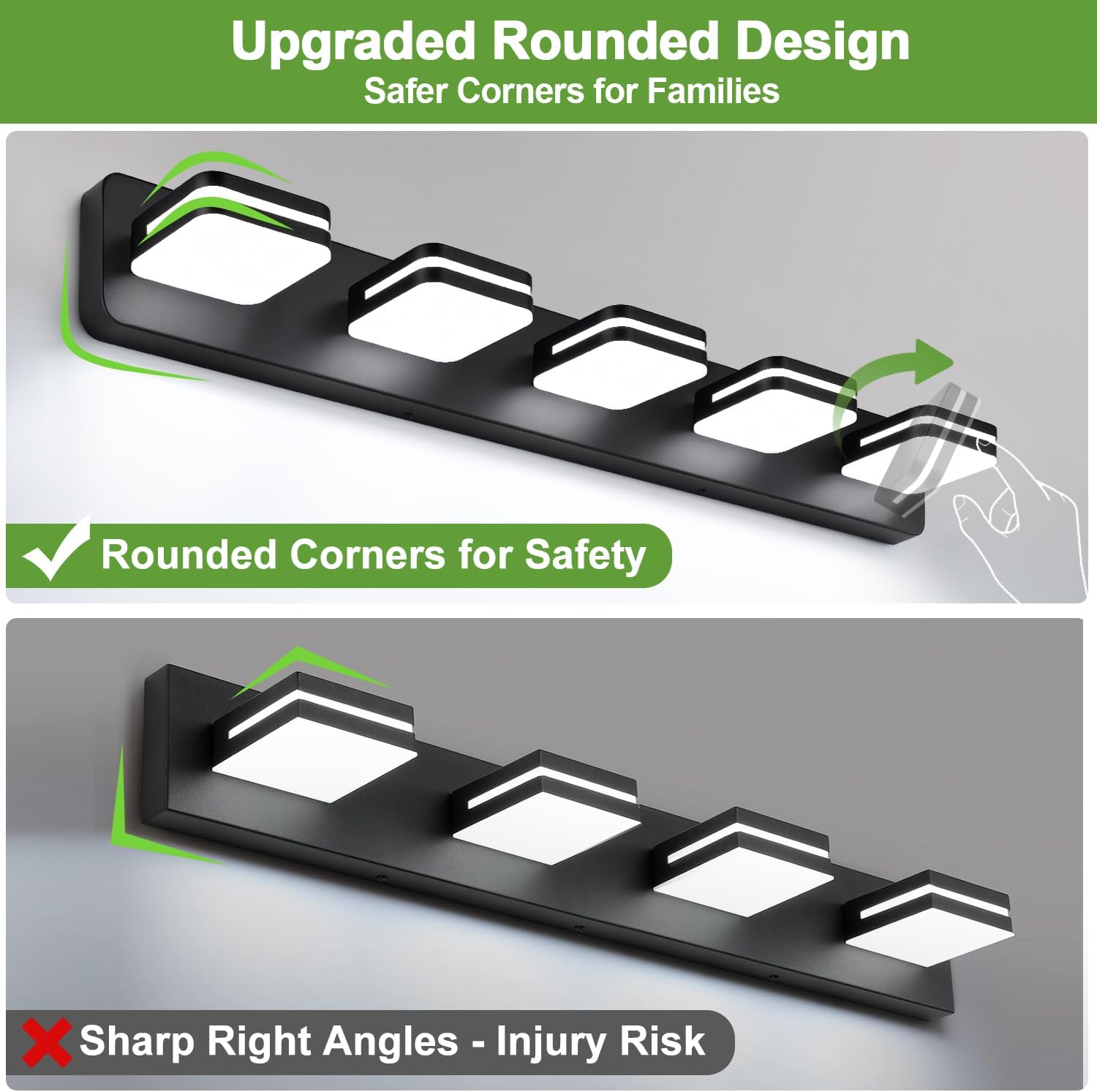 Modern 5-Light Black LED Vanity Fixture