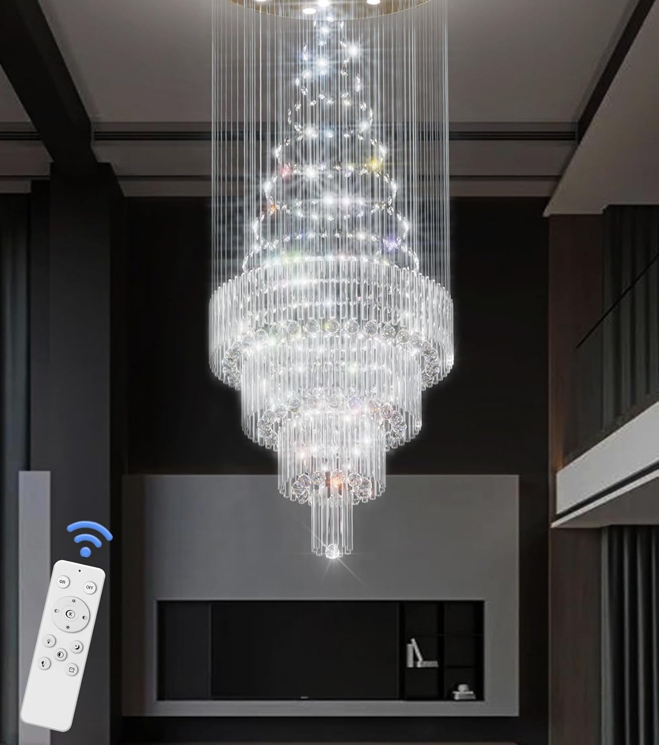 D24"×H86" Modern Raindrop Crystal Foyer Chandelier