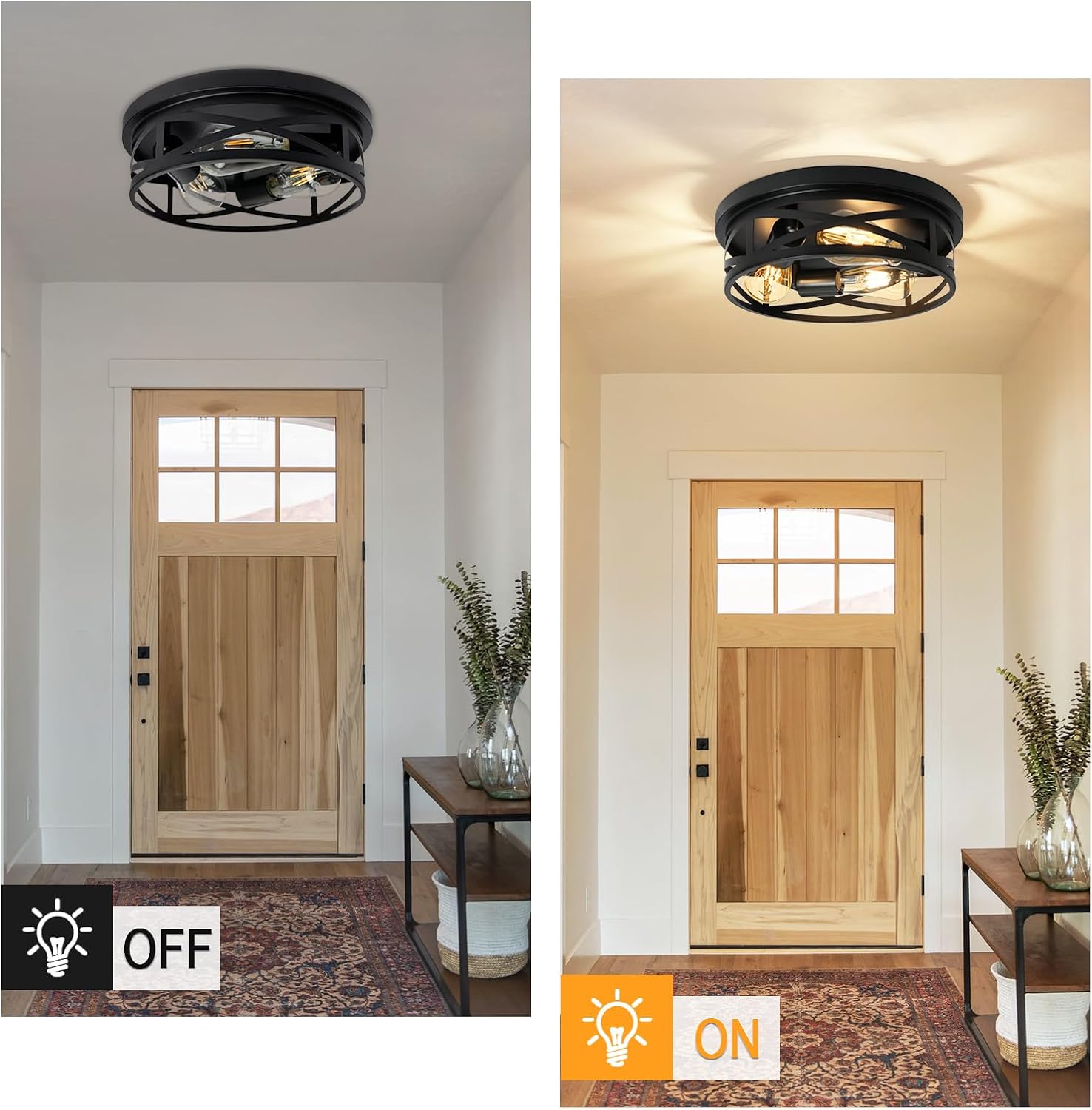 3-Light Farmhouse Ceiling Lights – 2-Pack, E26