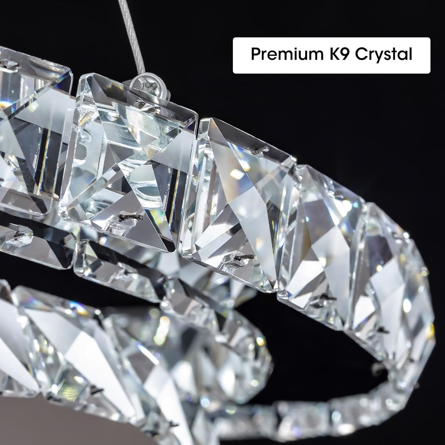 Modern Crystal LED Chandelier – 3-Ring Silver Pendant Light