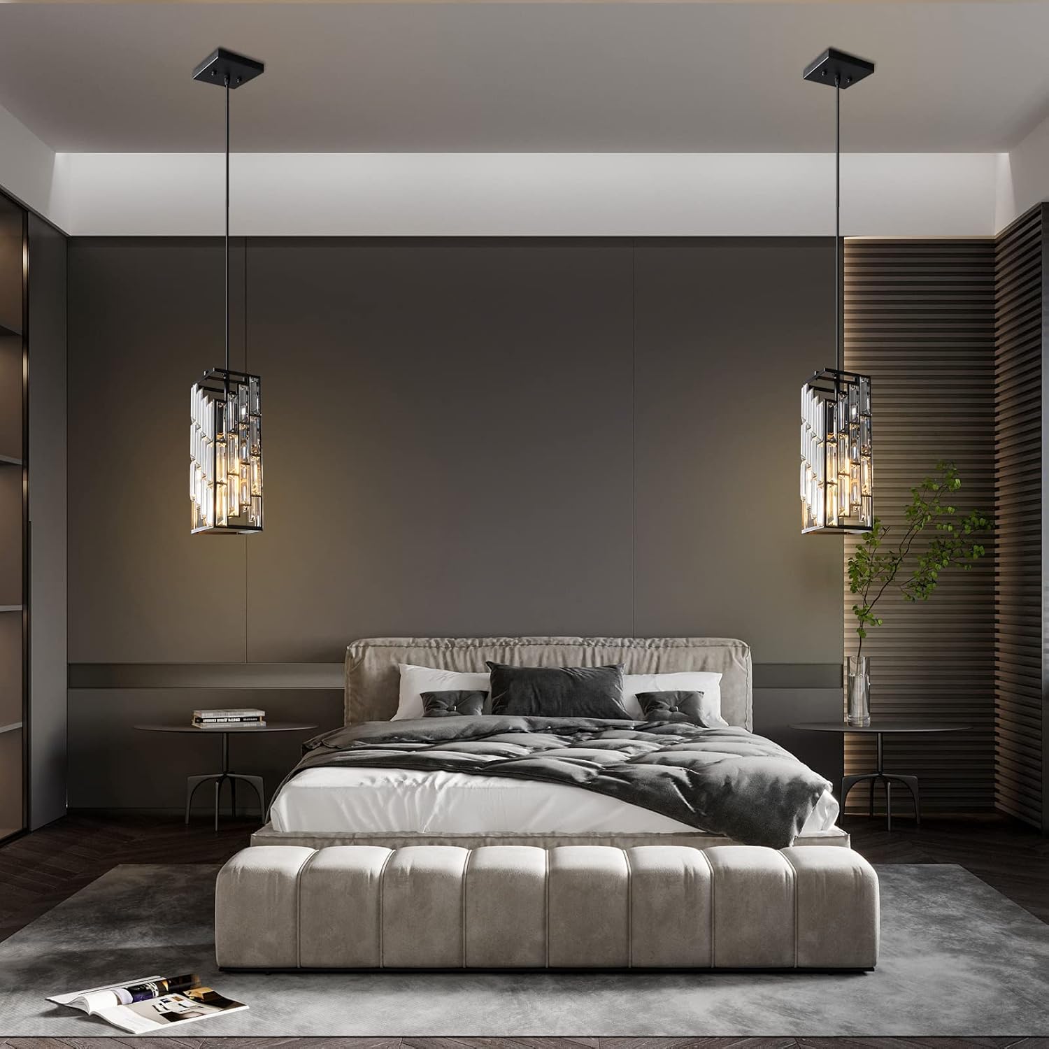 Black Pendant Lighting – 3-Pack Mini Crystal Chandeliers