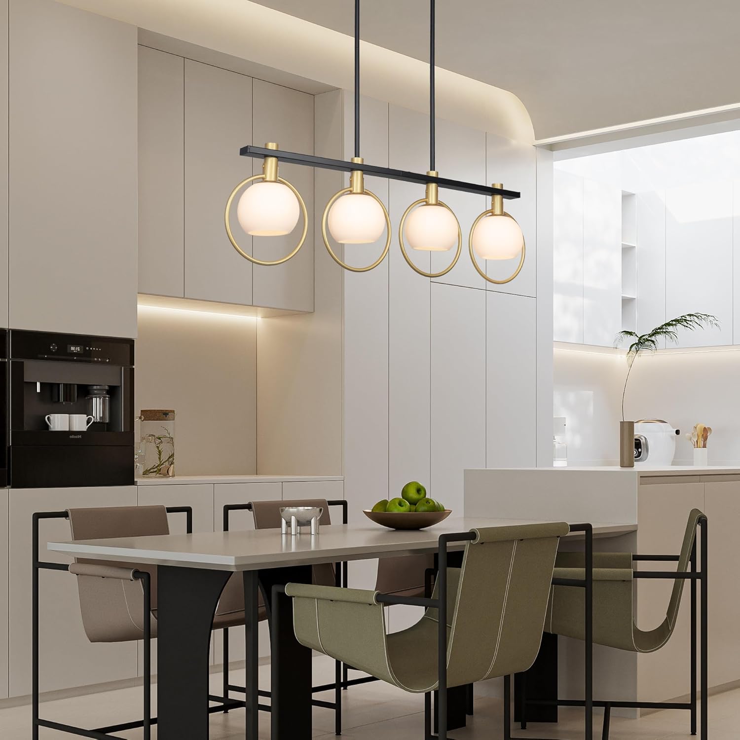 Gold Black 4-Light Kitchen Island Chandelier