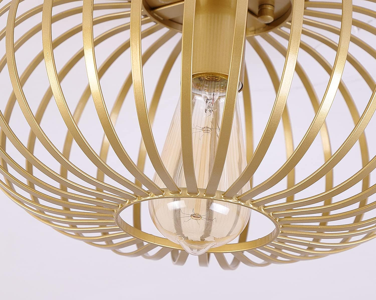 Modern Gold Cage Flush Mount Light