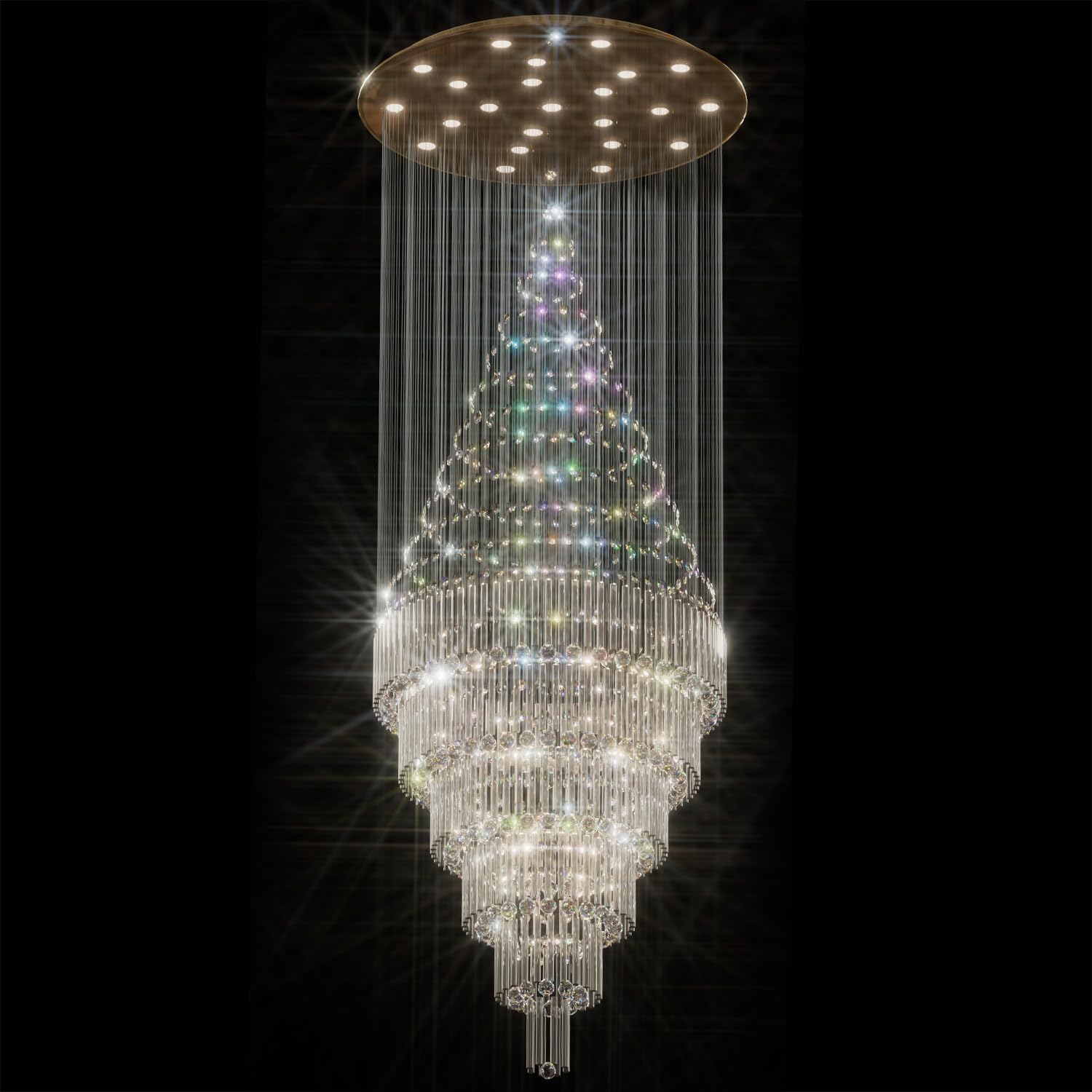 D24"×H86" Modern Raindrop Crystal Foyer Chandelier