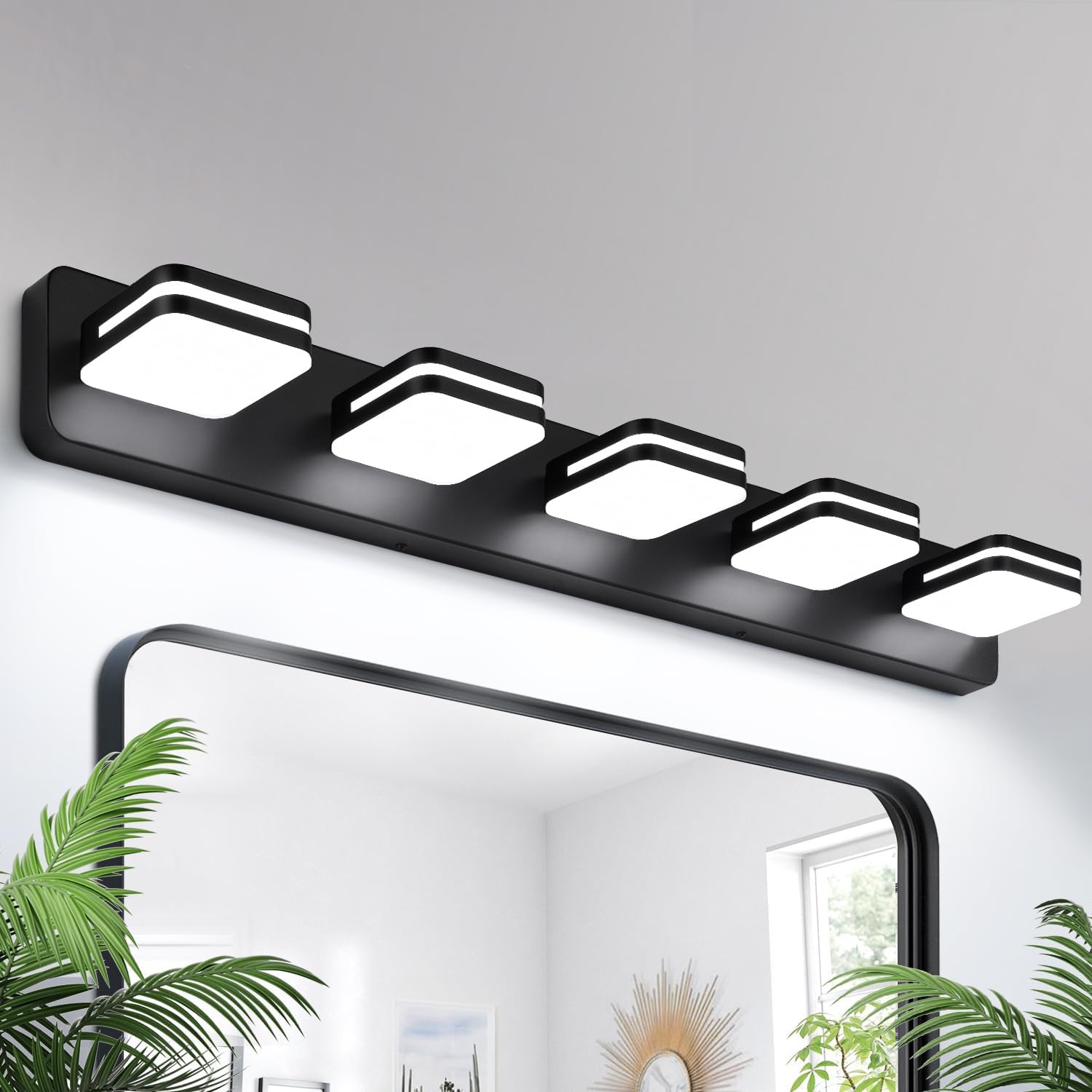 Modern 5-Light Black LED Vanity Fixture