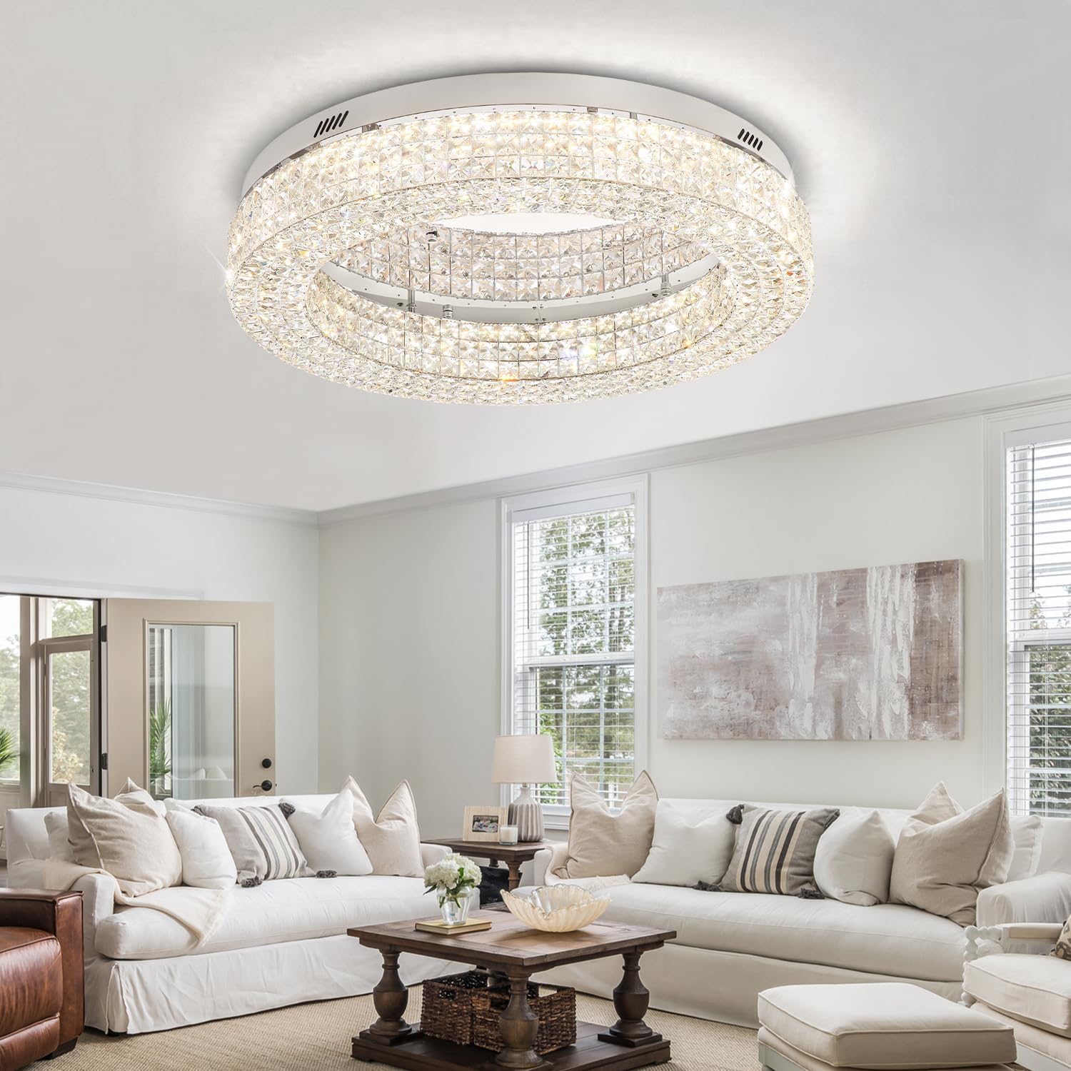 32” Modern Crystal LED Chandelier