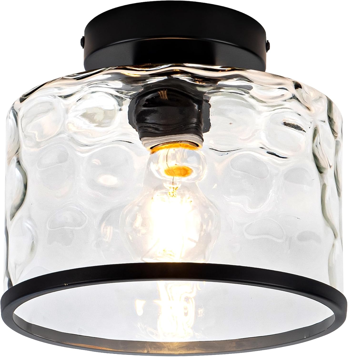 Industrial Clear Hammered Glass Ceiling Light