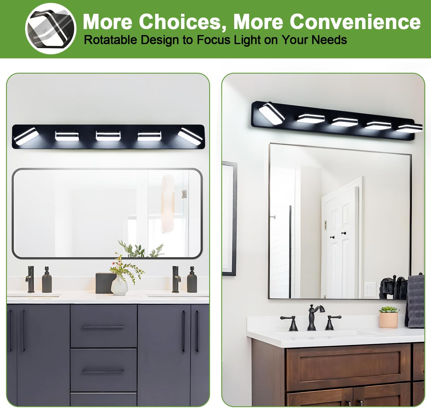Modern 5-Light Black LED Vanity Fixture