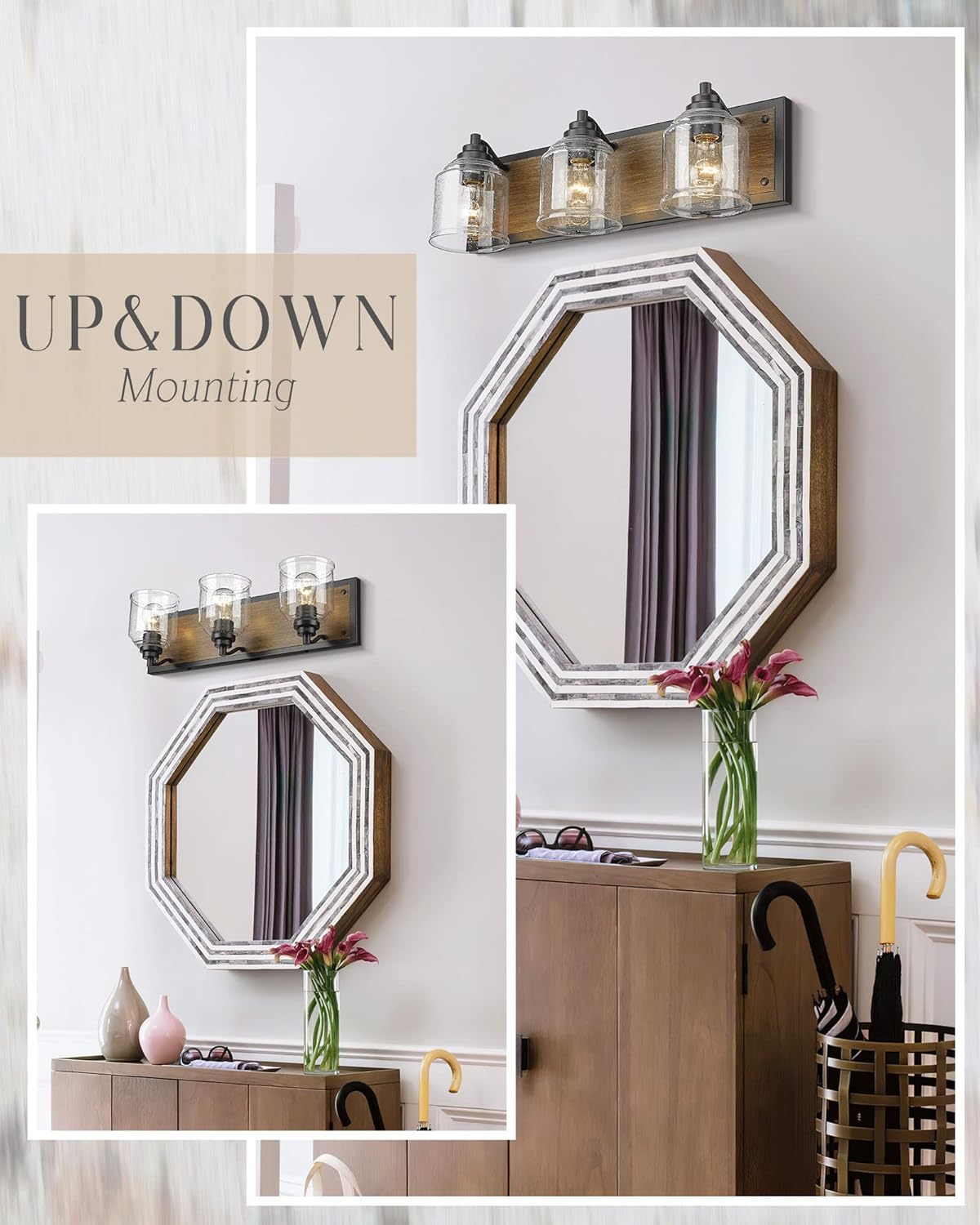 23" Rustic Farmhouse Vanity Light – 3-Light