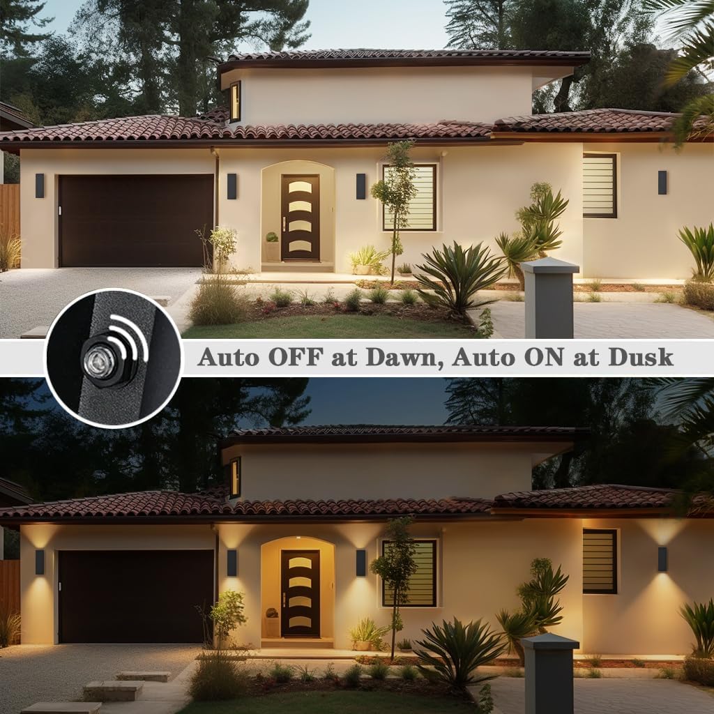 2-Pack Dusk to Dawn Outdoor Wall Lights