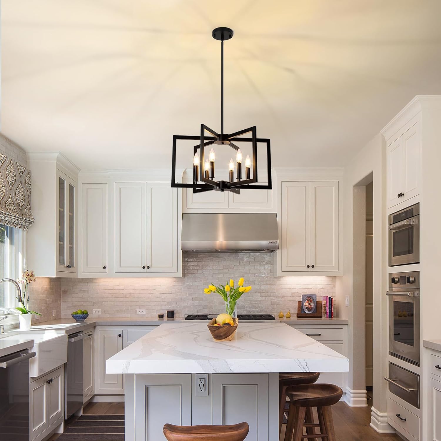 6-Light Black Farmhouse Chandelier – Industrial