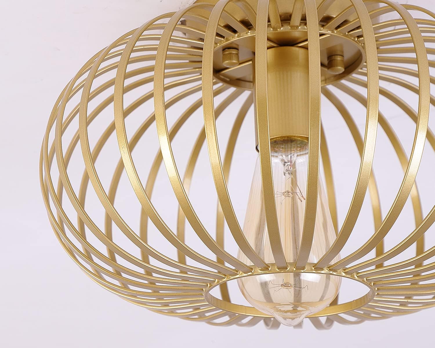 Modern Gold Cage Flush Mount Light
