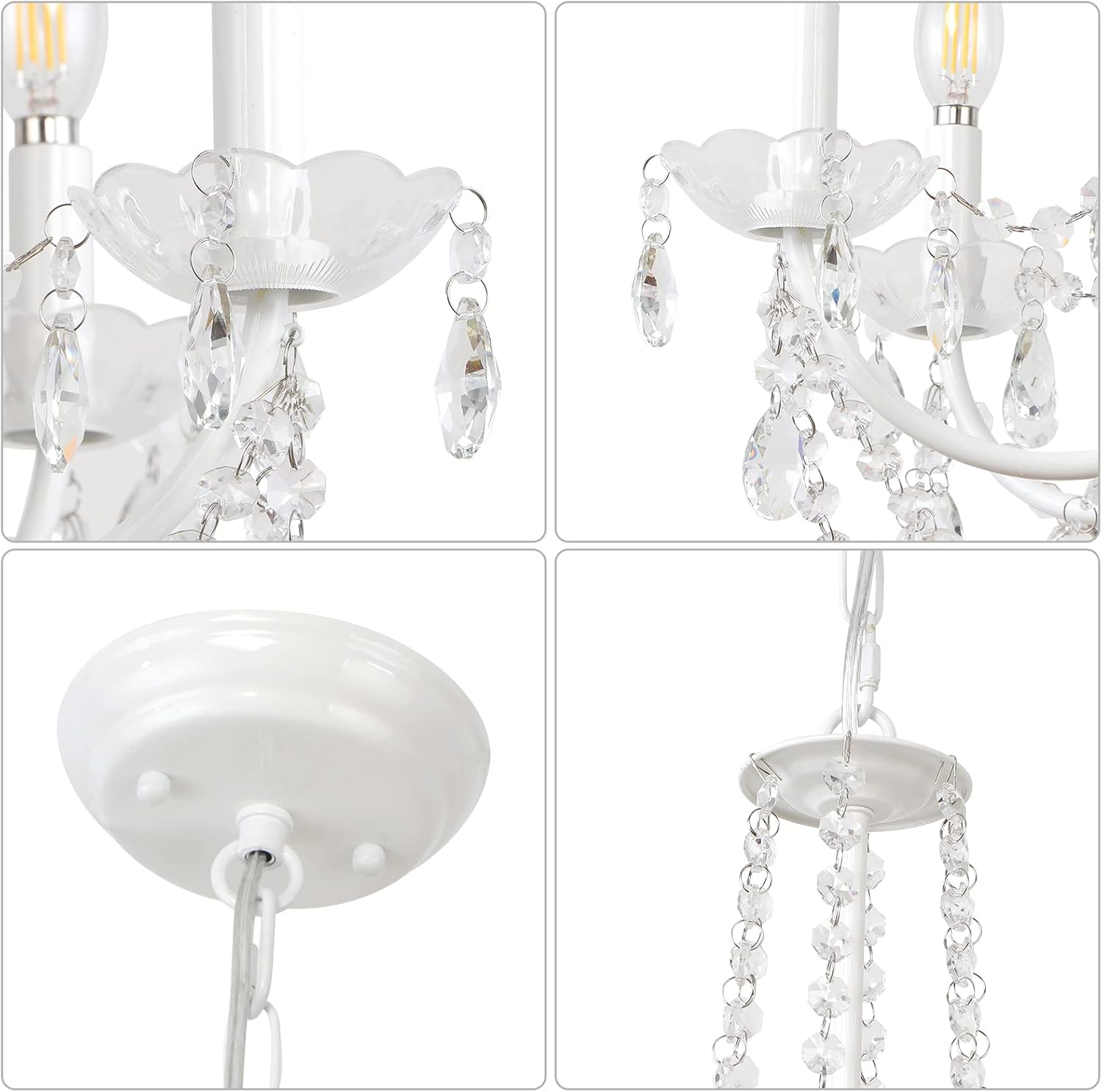 White Crystal Chandelier – 6-Light Elegant
