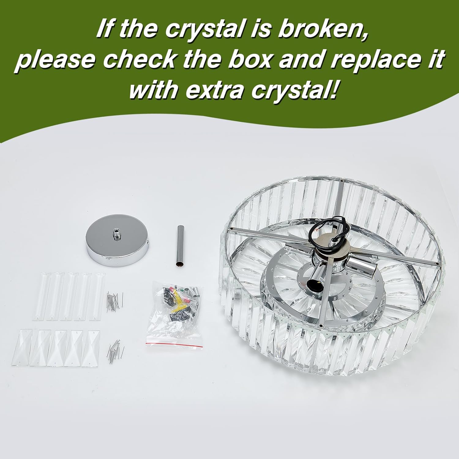 4-Light Chrome Crystal Semi-Flush Mount Chandelier