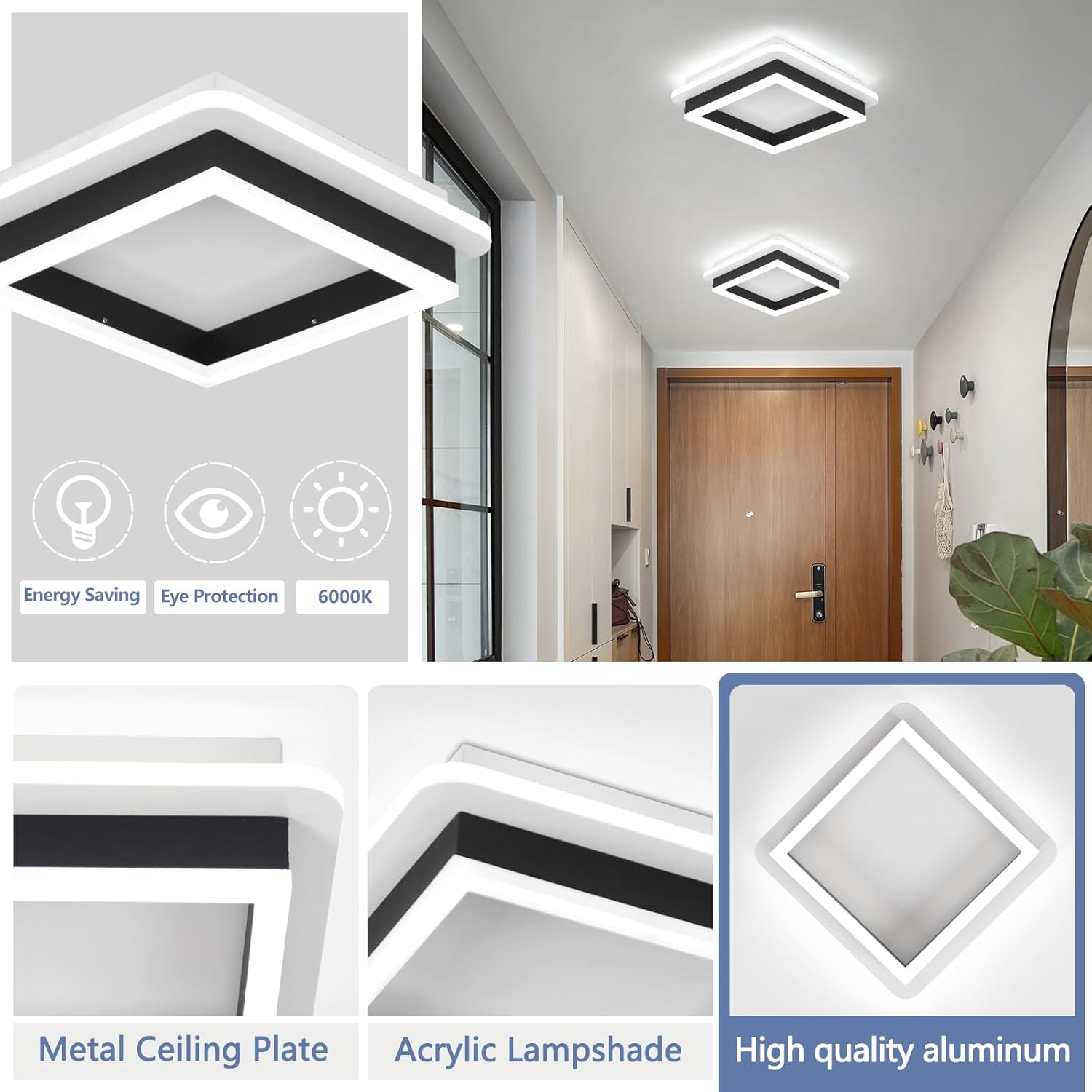 Square Modern LED Ceiling Light Fixture