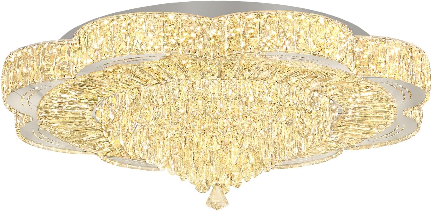 Modern Empire Crystal Chandelier 32" Chrome