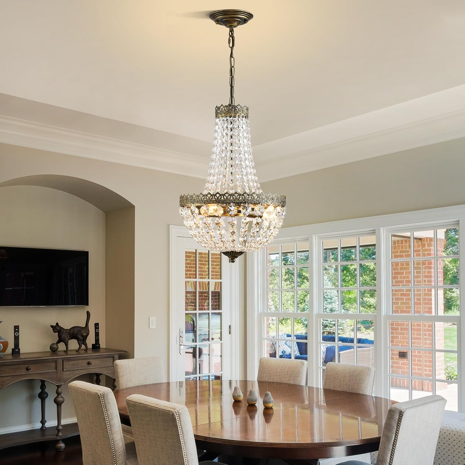 4-Light French Empire Mini Crystal Chandelier – Bronze Finish