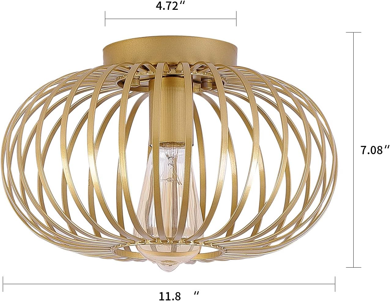 Modern Gold Cage Flush Mount Light