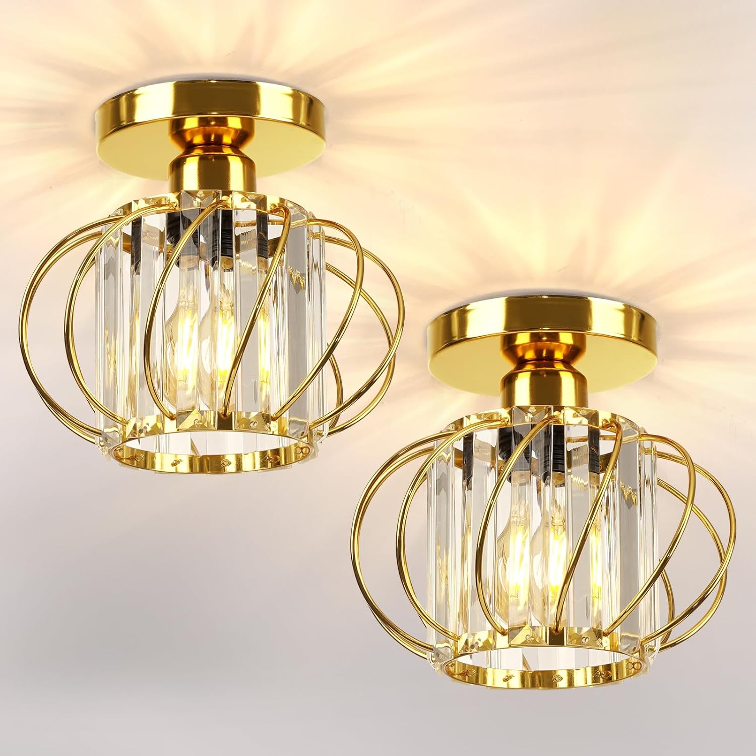 Crystal Chrome Semi Flush Mount Chandelier