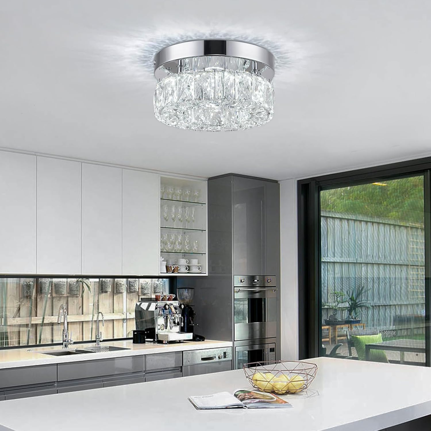 7.9" LED Crystal Flush Mount Light – 16W Cool White