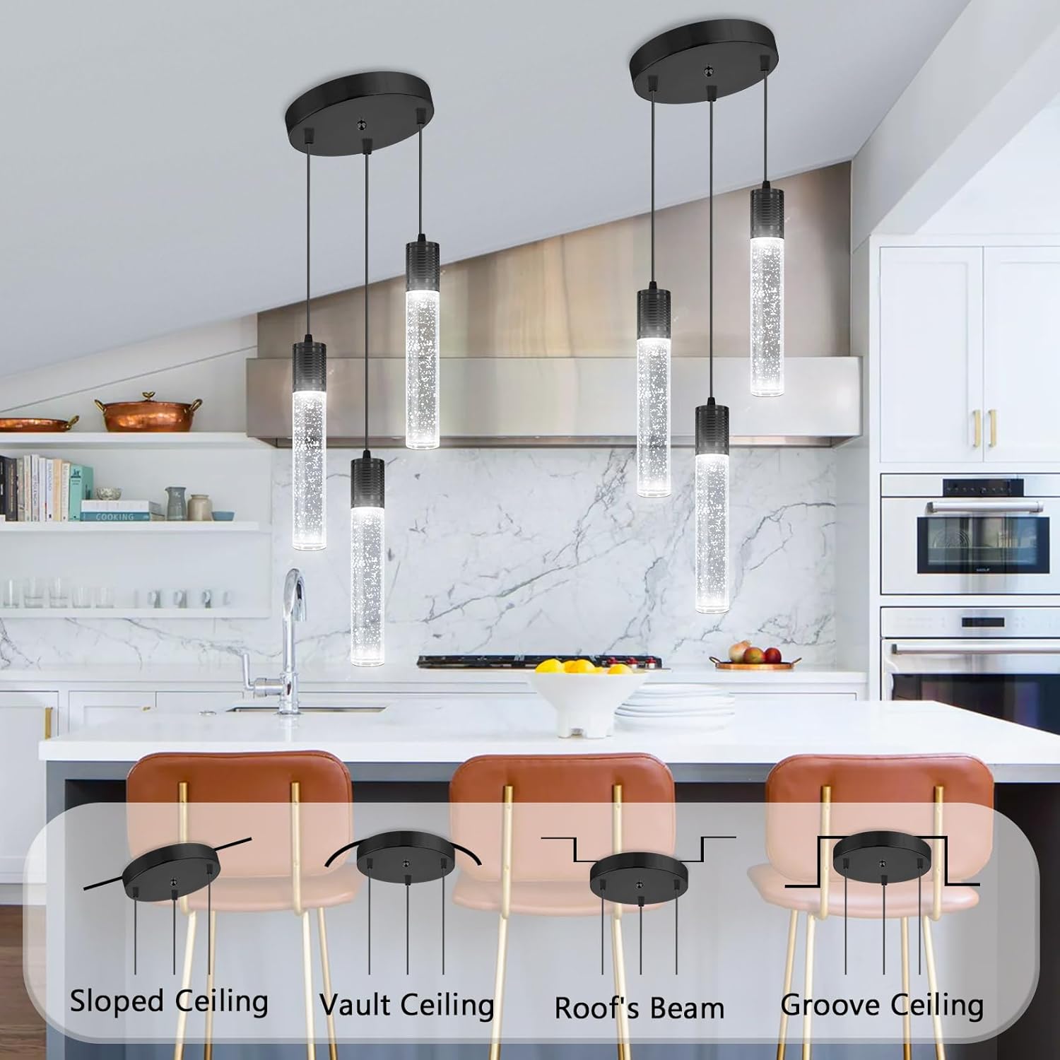 3-Light Crystal Pendant for Kitchen Island