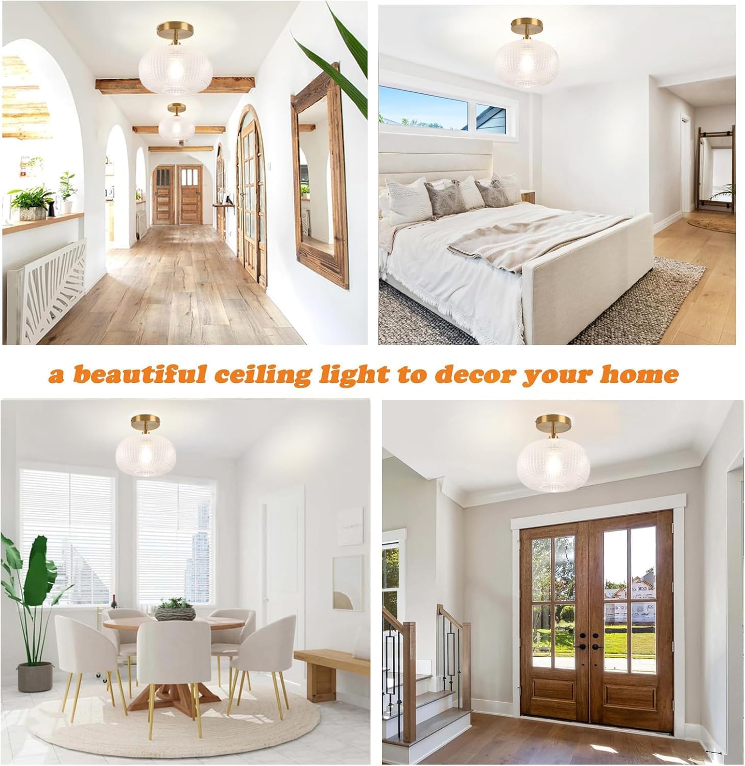 Gold Globe Semi Flush Mount Ceiling Light