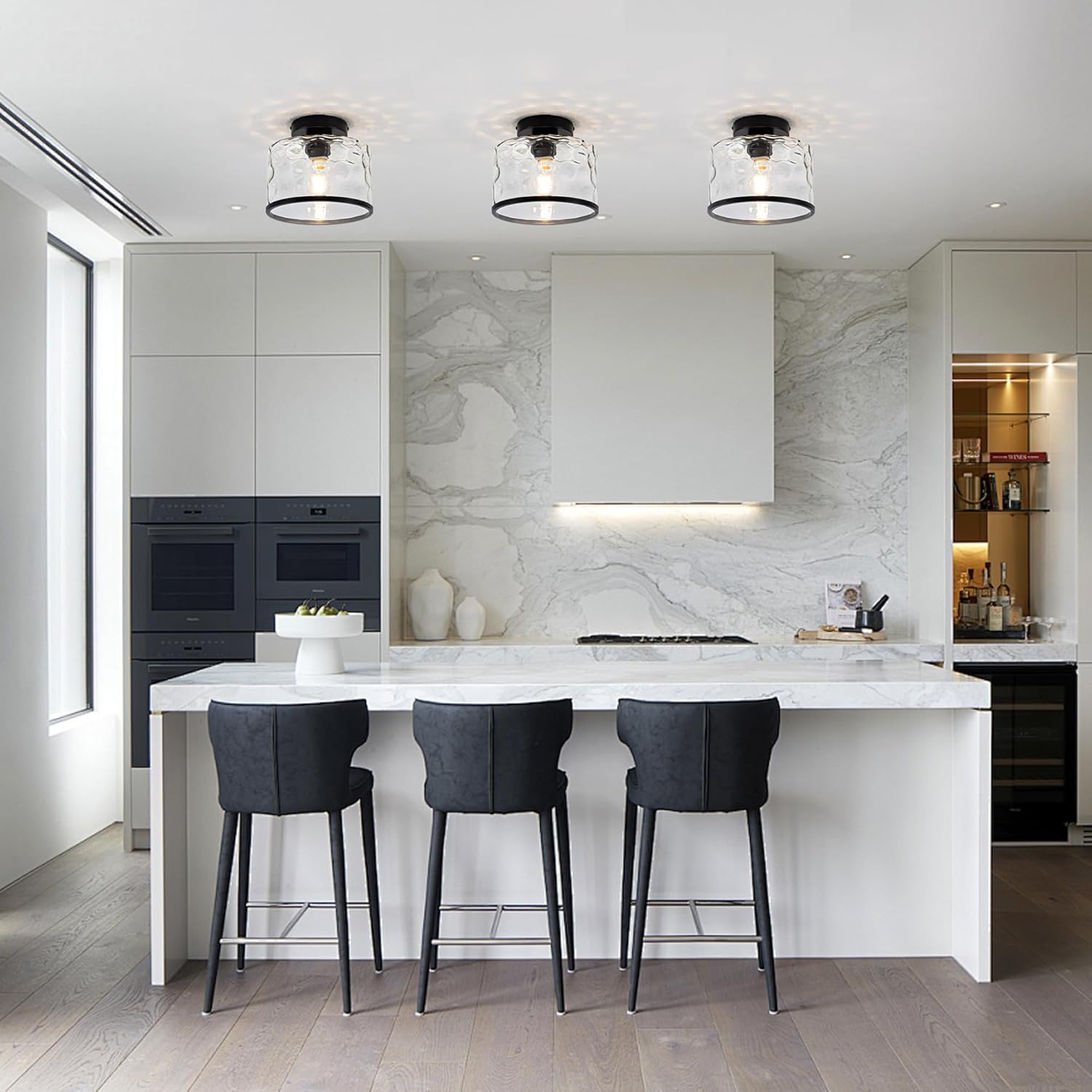 Industrial Clear Hammered Glass Ceiling Light