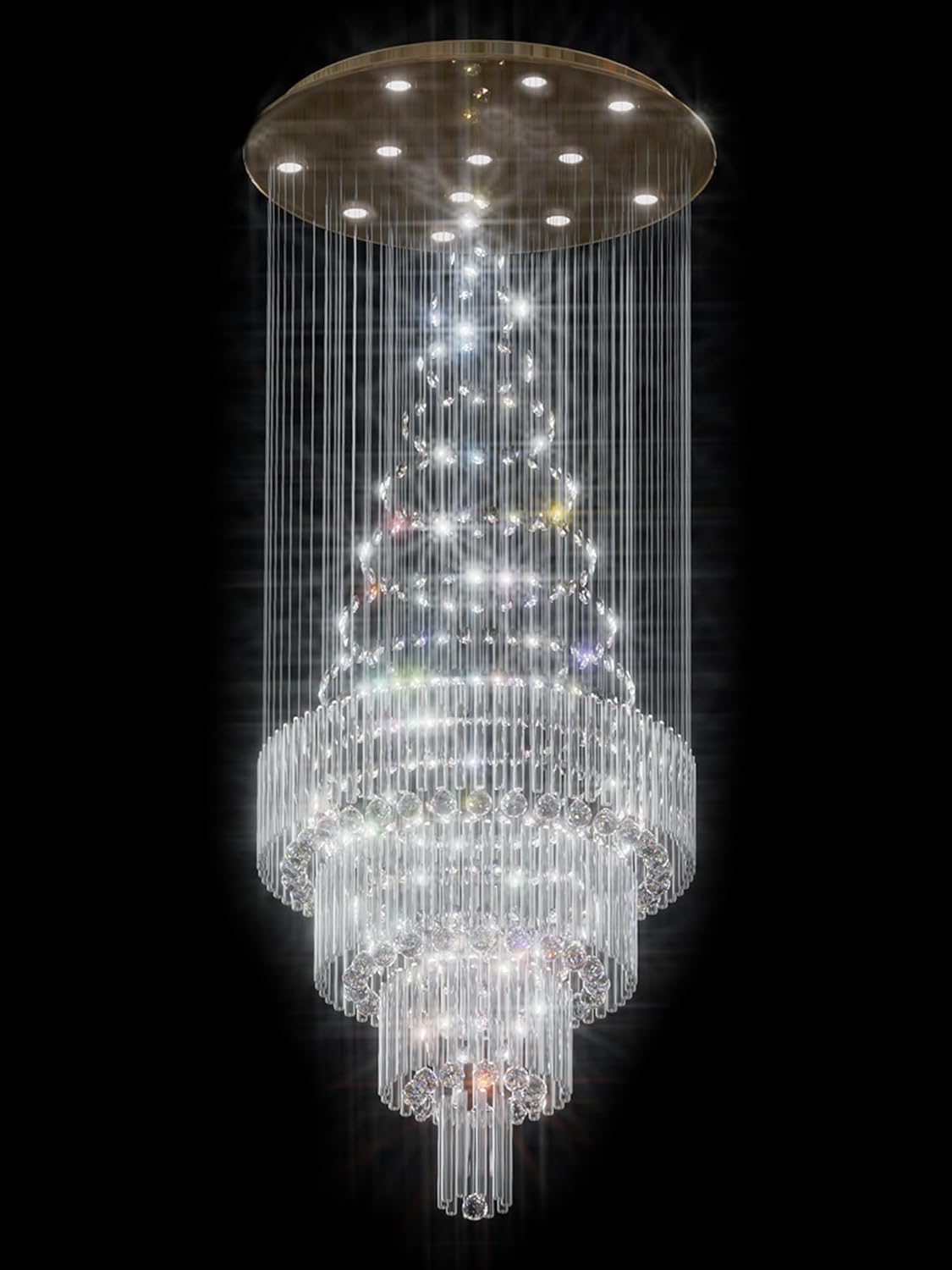 D24"×H86" Modern Raindrop Crystal Foyer Chandelier