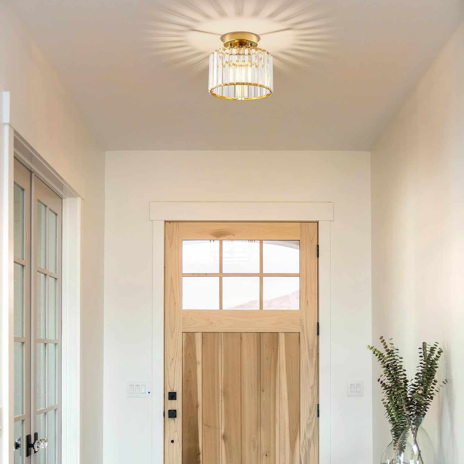 Gold Crystal Semi Flush Ceiling Light – 8.66"