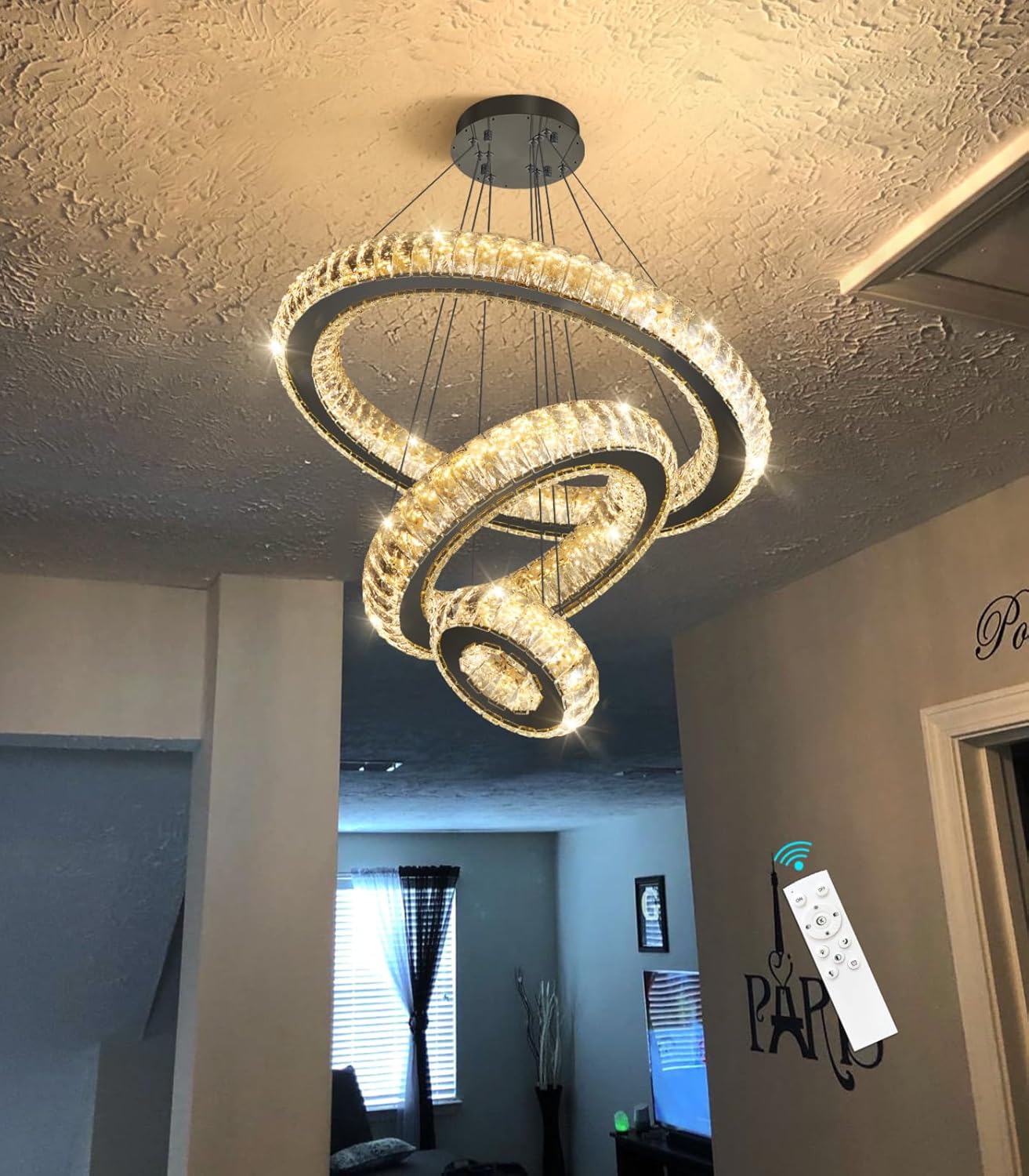 Modern 3-Ring Crystal LED Chandelier