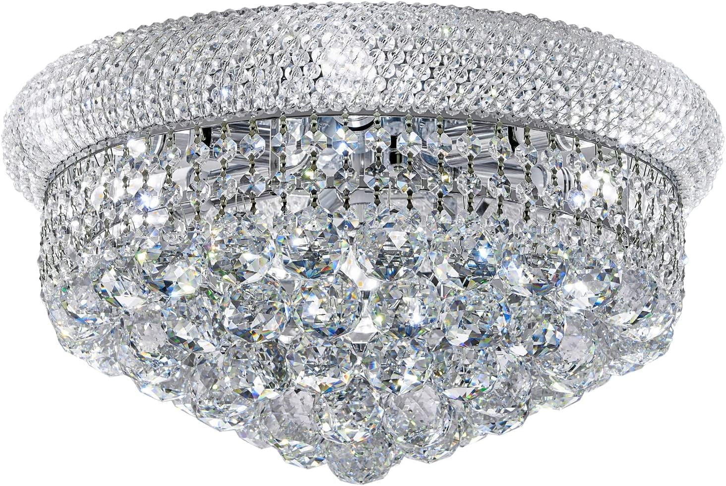 12-Light Crystal Flush Mount Chandelier Ceiling Light Fixture for Living Room Dining Room Bedroom Foyer Entryway Hallway Closet Bathroom (Gold D24)
