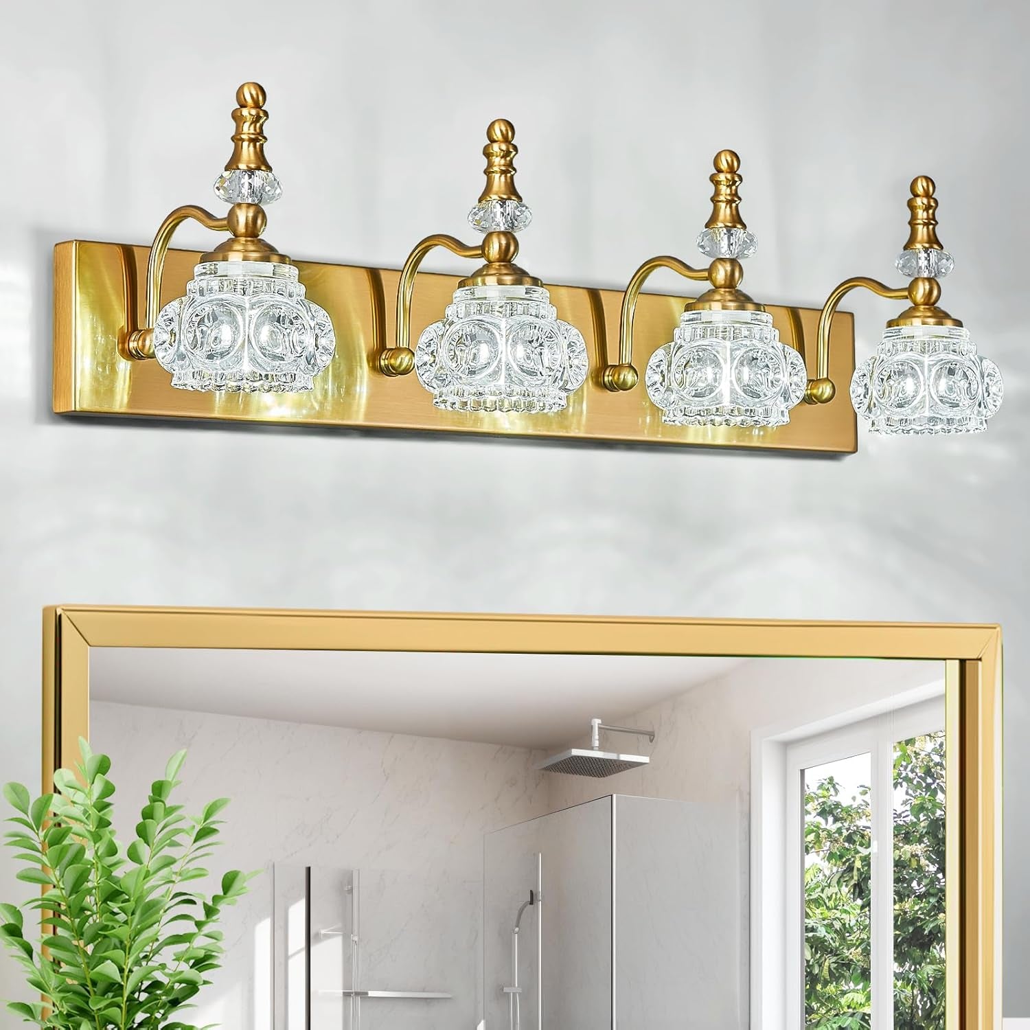 3-Light Black Crystal Bathroom Vanity Light