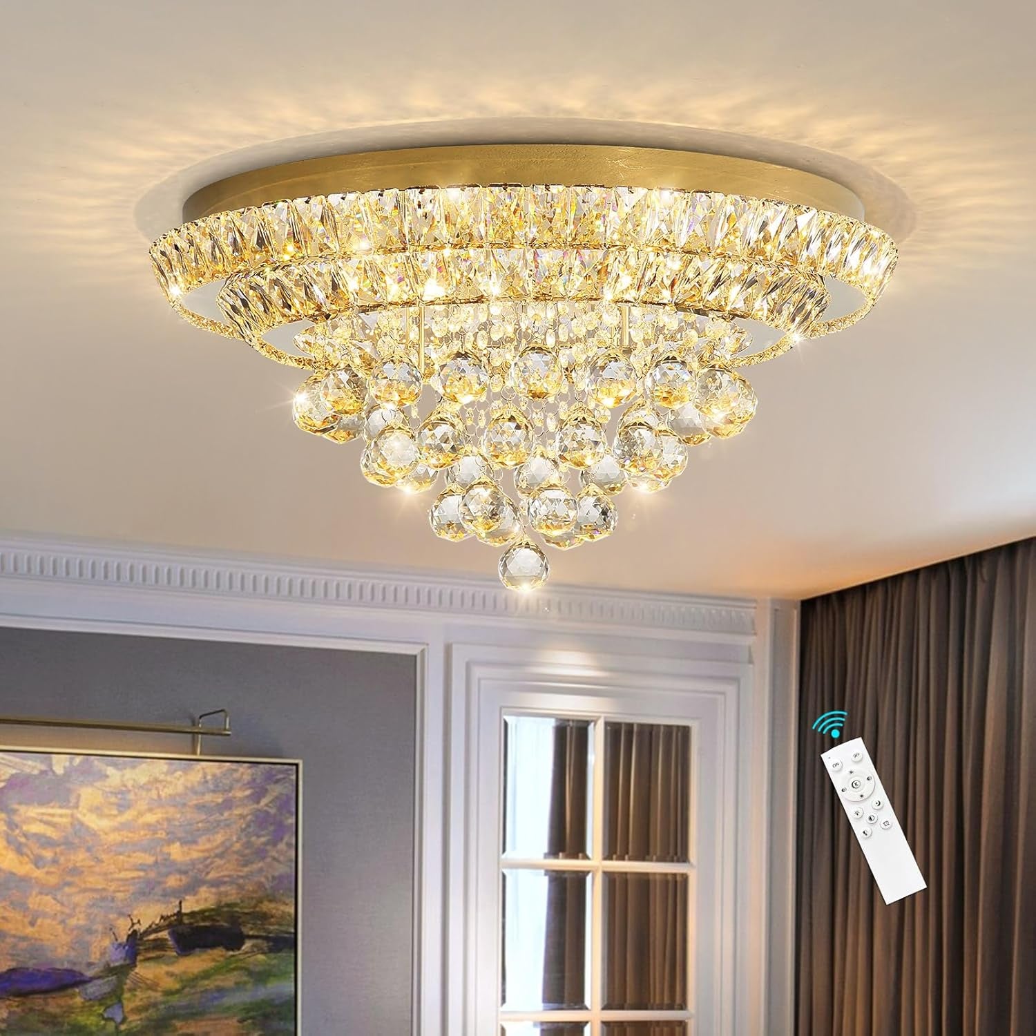 Modern Glam 24" Crystal Chandelier – Gold Finish