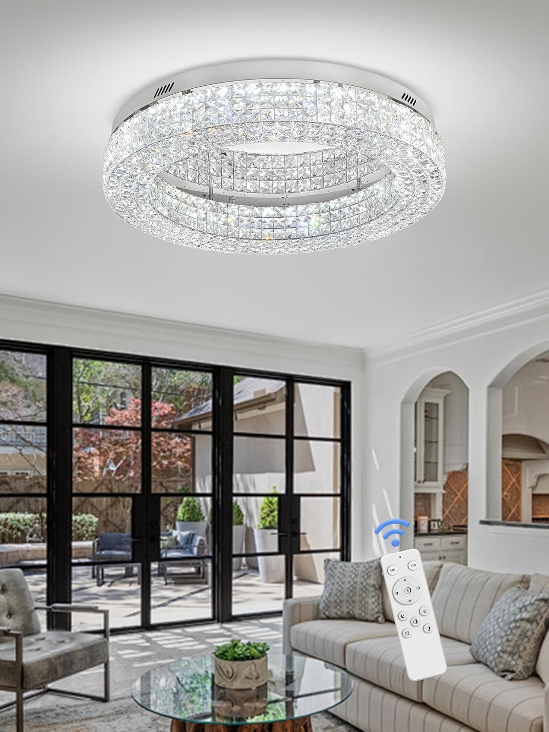 32” Modern Crystal LED Chandelier