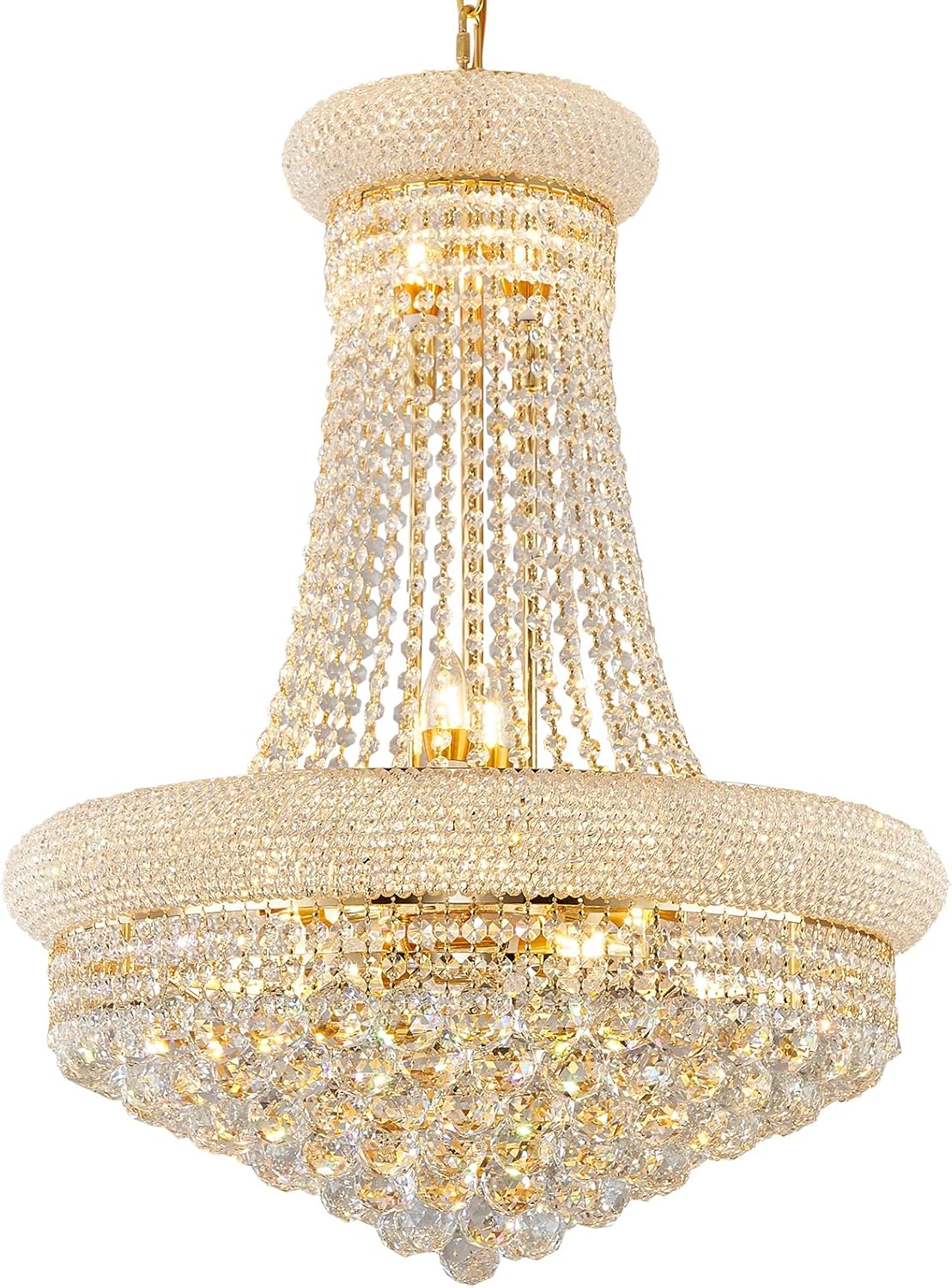14-Light Gold Empire Crystal Chandelier