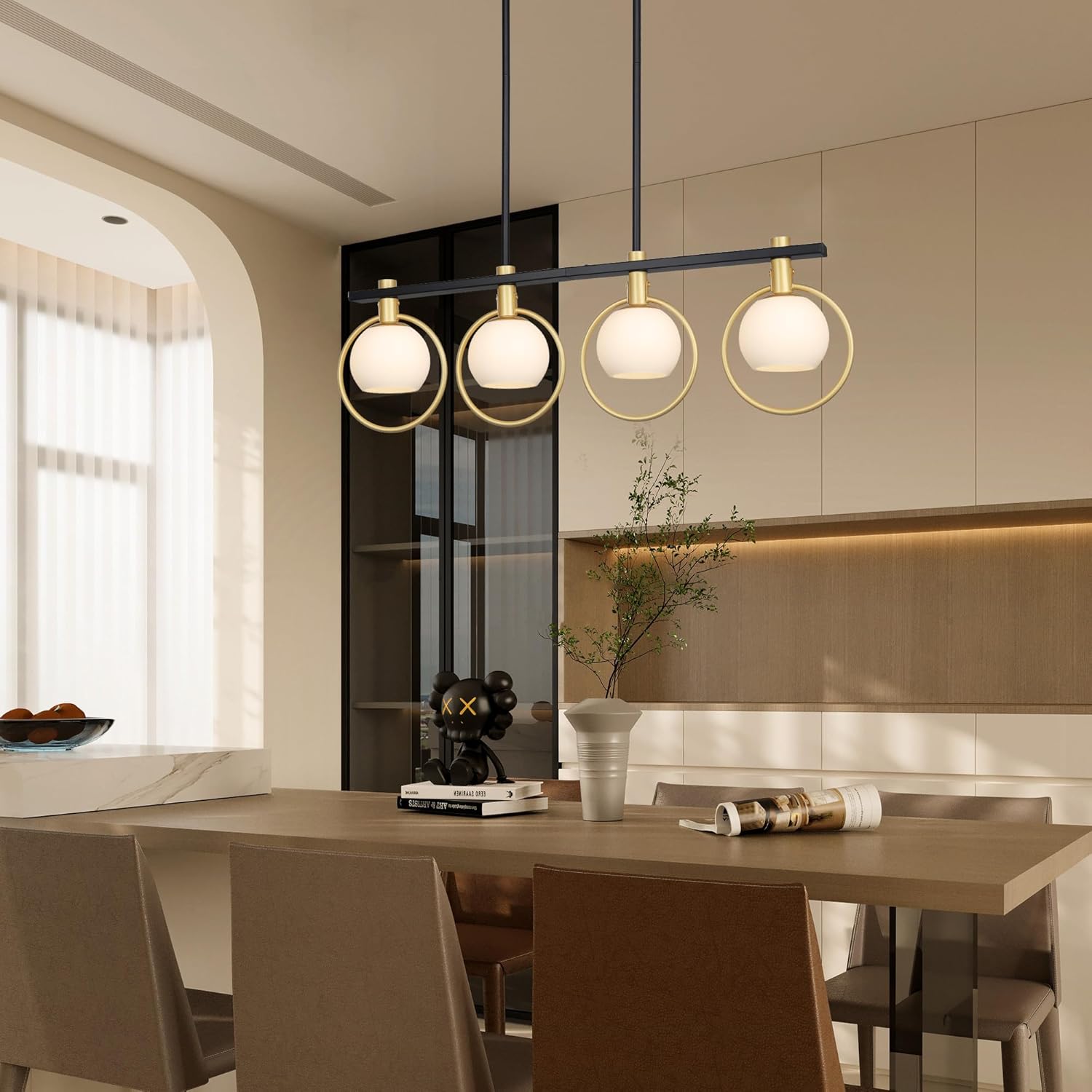 Gold Black 4-Light Kitchen Island Chandelier