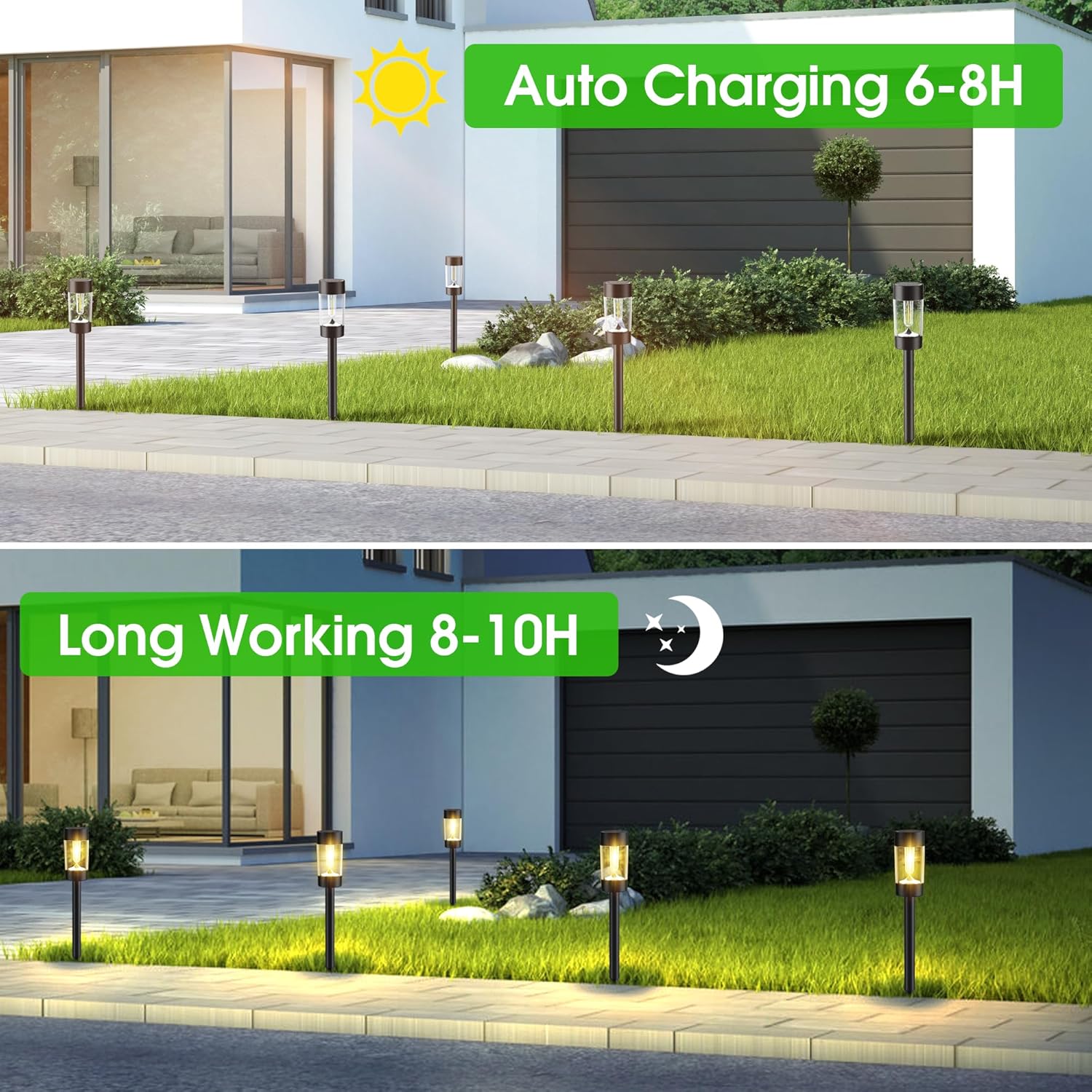 12-Pack Solar Landscape Lights – Warm White