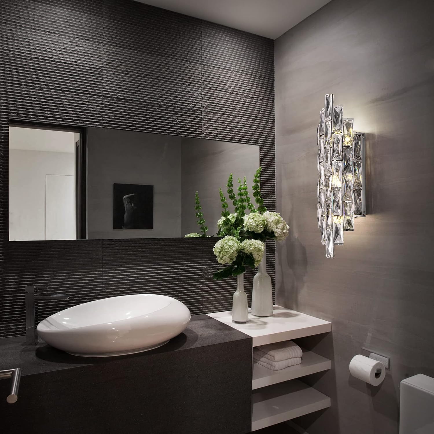 Modern Crystal Chrome Wall Sconce Light