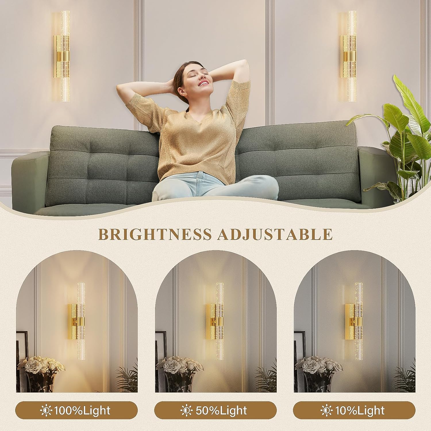 Gold Battery Wall Sconces Set of 2 – 15.3"